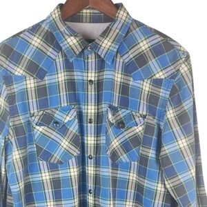 American Eagle Outfitters Plaid Western Snap Button Long Sleeve Shirt Mens L